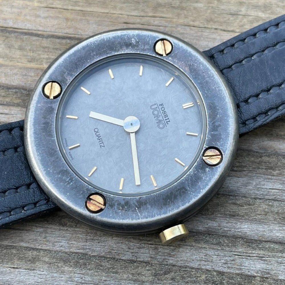 Fossil Men Wrist Watch Analog Black Leather Band Vintage Watch - Picture 2 of 10